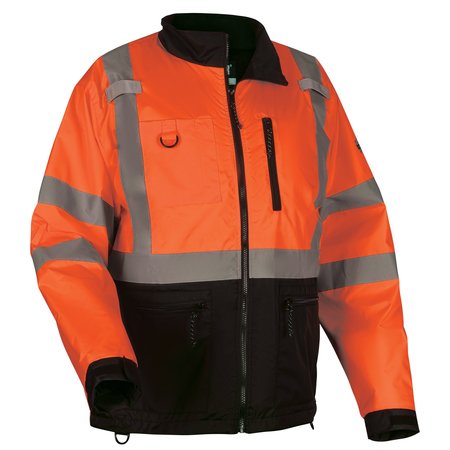 GLOWEAR BY ERGODYNE 2XL Orange Hi-Vis Windbreaker Water-Resistant Jacket 8351
